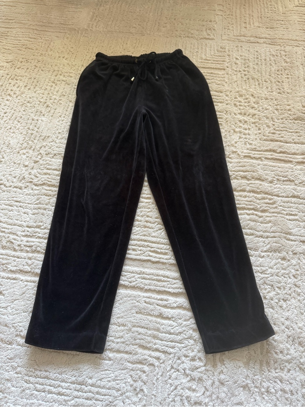 Jennifer Moore Petite Y2K Black Velour Drawstring Lounge Pants